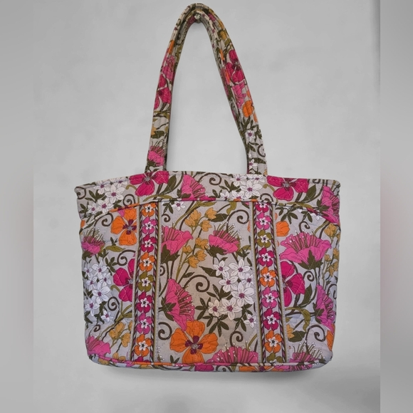 Vera Bradley BUNDLE Tote & Bi-Fold Wallet "Tea Garden" Pink Floral - Picture 2 of 8
